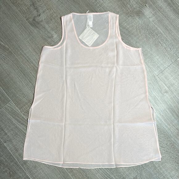 WYNNE LAYERS Semi Sheer Blush Pink Sleeveless Flowy Tank Top Blouse Women’s - Picture 9 of 9